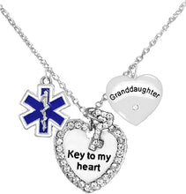 EMT, Granddaughter Adjustable Key to My Heart Necklace, Hypoallergenic, Safe-Nickel, Lead, Cadmium Free