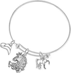 Stallion 3 Charm Adjustable Bracelet, Hypoallergenic. Nickle, Lead Free