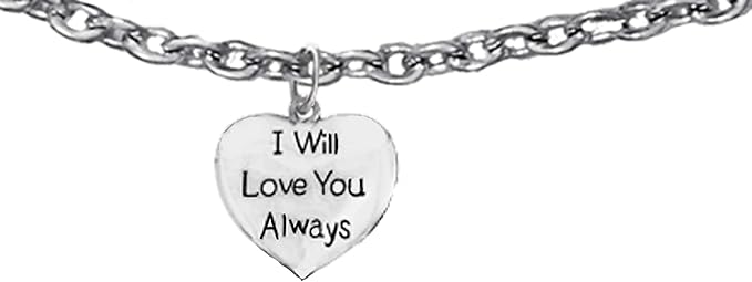 I Will Love You Always, Adjustable Foot Anklet,Hypoallergenic-Safe Nickel,Lead,And Poisonous Cadmium Free.