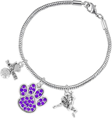 The, Soccer Jewelry Purple Crystal Paw Hypoallergenic Adjustable, Safe-Nickel, Lead Free