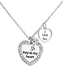 Key to My Heart and I Love You, Mother's Jewelry, Mom, Wife, Jewelry, Grandma Jewelry Adjustable Neck, Hypoallergenic, Safe-Nickel, Lead, Free