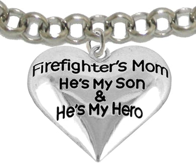 Firefighter, My Son is My Hero Adjustable Bracelet, Hypoallergenic, Safe-Nickel, Lead, Cadmium Free