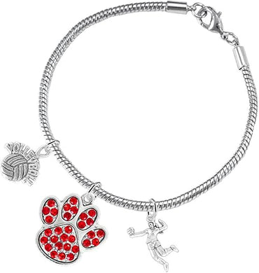 Red Crystal Paw Volleyball, Adjustable, Safe-Hypoallergenic, Nickel, Lead and Cadmium Free