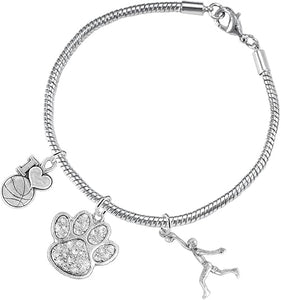 Crystal Paw Basketball Jewelry, Adjustable, Safe-Hypoallergenic, Nickel, Lead Free