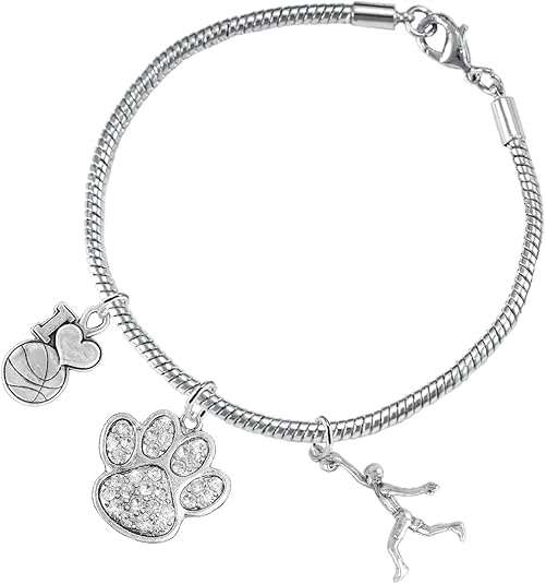 Crystal Paw Basketball Jewelry, Adjustable, Safe-Hypoallergenic, Nickel, Lead Free