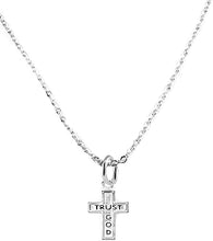 Trust God Cross, Sterling Silver Solid .925 Sterling, Not Plated Or Coated.18 Inch Necklace Chain, Charm-Nickel, Lead, Cadmium Free