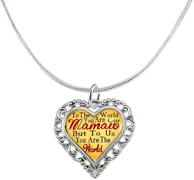 Mamaw Heart Charm Necklace Hypoallergenic, Adjustable, Safe, Nickel, Lead & Cadmium Free!