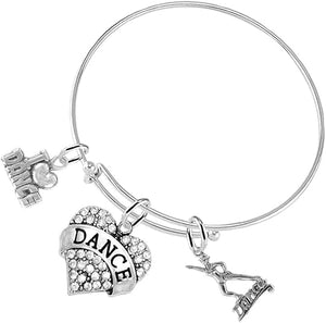 Dance 3 Charm Bracelet, Safe-Hypoallergenic, Nickel, Lead and Cadmium Free
