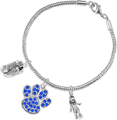 The, Soccer Jewelry Blue Crystal Paw Hypoallergenic Adjustable, Safe-Nickel, Lead Free