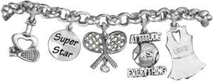 Tennis 5 Charm Bracelet, Great Gift, Hypoallergenic, Safe-Nickel, Lead, and Cadmium Free!