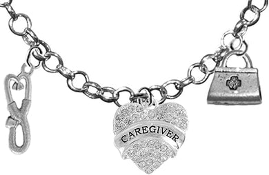 Caregiver, RN, Nurse, Adjustable Charm Necklace, Hypoallergenic, Safe-Nickel, Lead, Free