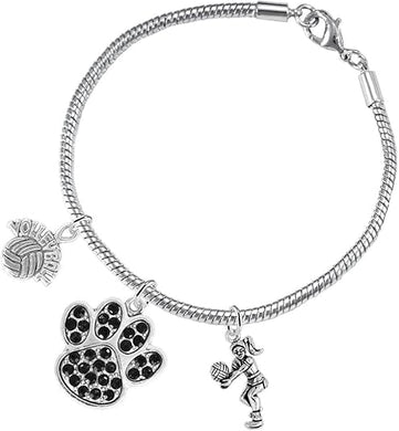 Black Crystal Paw Volleyball, Adjustable, Safe-Hypoallergenic, Nickel, Lead Free