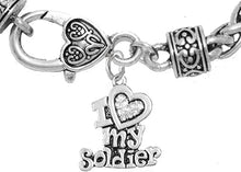 Army, I Love My Soldier, Wheat Chain Bracelet Hypoallergenic, Safe-Nickel, Lead, Cadmium Free
