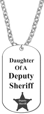 Daughter Of A Deputy Sheriff, Dog Tag On A Ball Chain Necklace. 9-12 Inches. What A Great Gift For Yourself, Or Somebody Special. As A Gift No Worry About What Size They Wear. It Is Adjustable.