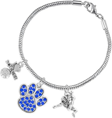 The, Soccer Jewelry Blue Crystal Paw Hypoallergenic Adjustable, Safe-Nickel, Lead Free