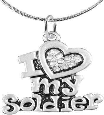 Army, I Love My Soldier Adjustable Necklace, Hypoallergenic, Safe-Nickel, Lead, Free