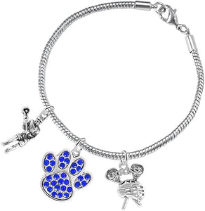 Lacrosse Jewelry, Blue Crystal Paw Jewelry, Hypoallergenic Safe-Nickel, Lead and Cadmium Free!