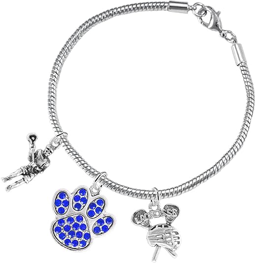 Lacrosse Jewelry, Blue Crystal Paw Jewelry, Hypoallergenic Safe-Nickel, Lead and Cadmium Free!