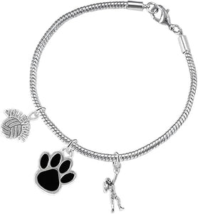 Black Paw Volleyball, Adjustable, Safe-Hypoallergenic, Nickel, Lead and Cadmium Free