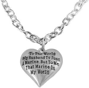 Marine Wife, My Husband is My World, Necklace, Hypoallergenic, Safe- Nickel, Lead and Cadmium Free