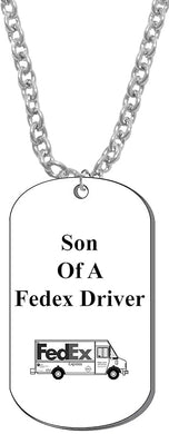 Son Of A Fedex Driver, Dog Tag On A Silvertone Cable Chain Necklace.9-12 Inches. What A Great Gift For Yourself, Or Somebody Special. As A Gift No Worry About What Size They Wear. I t Is Adjustable