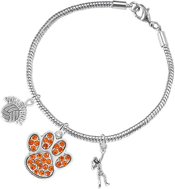 Orange Crystal Paw Volleyball, Adjustable, Safe-Hypoallergenic, Nickel, Lead Free