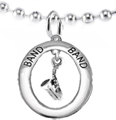 Band Saxophone Player Hypoallergenic Adjustable Necklace, Safe-Nickel, Lead Free