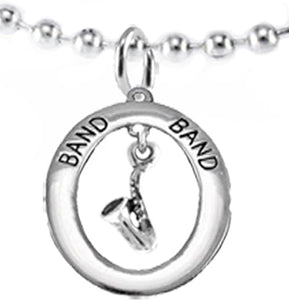 Band Saxophone Player Hypoallergenic Adjustable Necklace, Safe-Nickel, Lead Free