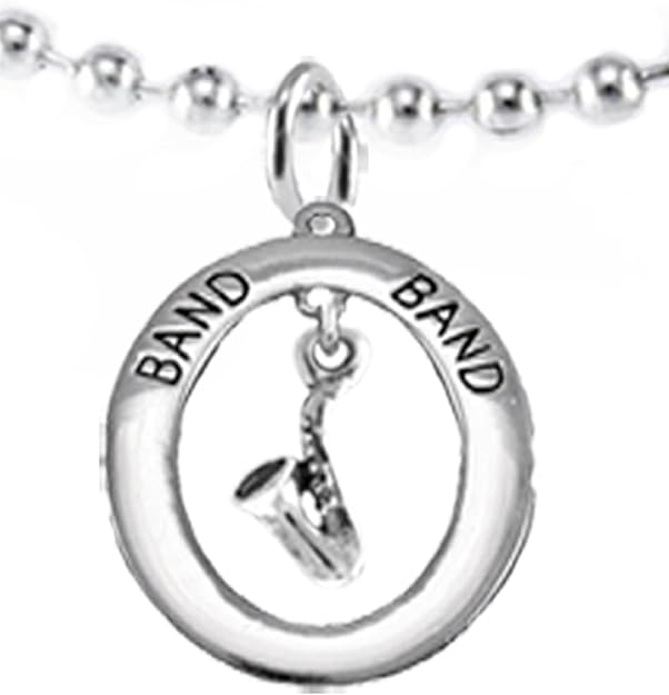 Band Saxophone Player Hypoallergenic Adjustable Necklace, Safe-Nickel, Lead Free