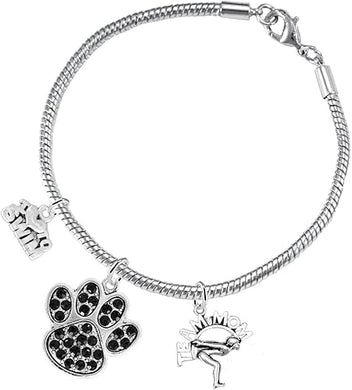 Swimming 3 Charm Black Crystal Paw Bracelet Hypoallergenic, Safe-Nickel, Lead & Cadmium Free!