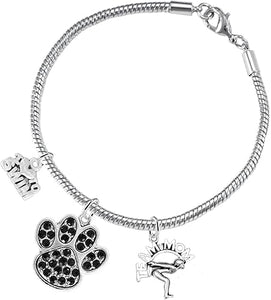 Swimming 3 Charm Black Crystal Paw Bracelet Hypoallergenic, Safe-Nickel, Lead & Cadmium Free!
