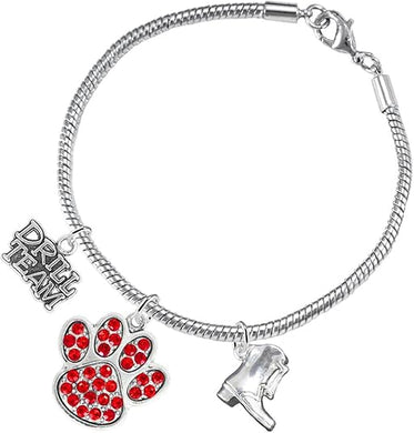Drill Team Jewelry Red Crystal Paw Hypoallergenic Adjustable, Safe-Nickel, Lead Free
