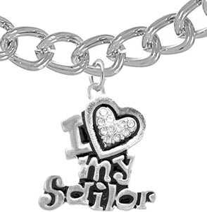 Navy, I Love My Sailor, Crystal Heart, Bracelet, Hypoallergenic, Safe-Nickel, Lead, Free