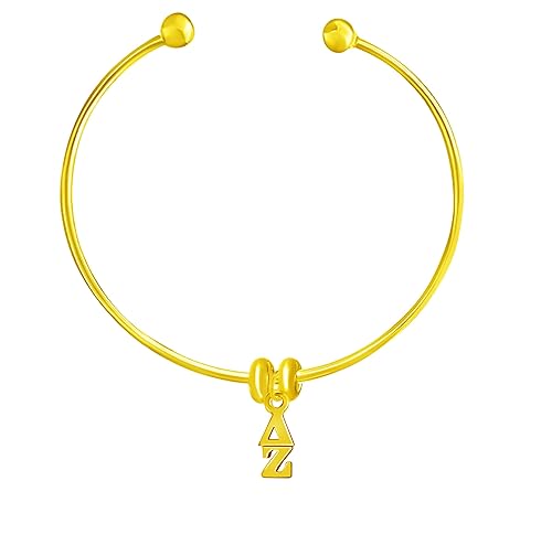 Delta Zeta Sorority Adjustable Cuff Charm Bracelet, Additional Charms Can Be Added Without Tools. What A Great Gift For Yourself, A Friend, Or Family Member. Hypoallergenic-Safe. No Nickel, Lead, Or C