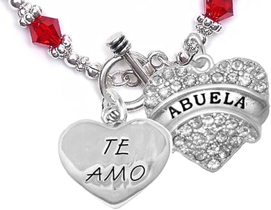 Te Amo Abuela Toggle Crystal Bracelet, Hypoallergenic, Safe-Nickel, Lead, Cadmium Free