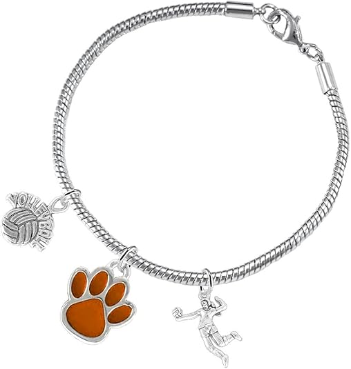 Orange Paw Volleyball, Adjustable, Safe-Hypoallergenic, Nickel, Lead Free