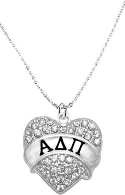 Alpha Delta Pi Crystal Heart Necklace - Licensed Sorority Jewelry Manufacturer