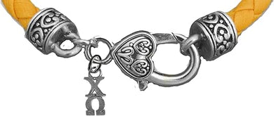 Chi Omega, Genuine Gold Leather Bracelet Licensed Sorority Jewelry Manufacturer, Hypoallergenic Safe, No Nickle, Lead, or Poisonous Cadmium