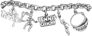 Tennis 5 Charm Bracelet, Great Gift, Hypoallergenic, Safe-Nickel, Lead, and Cadmium Free!