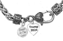 Trump, Trust In God, Trump 2024 Heart, Antique Wheat Chain Bracelet, What A Wonderful Gift For Yourself, Or A Friend, Or A Family Member, Or As A Donor Gift. Hypoallergenic, No Nickel,Lead, Or Cadmium