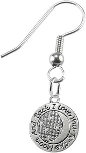 I Love You To The Moon And Back Fishhook Earring Hypoallergenic-Safe, Nickel, Lead & Cadmium Free
