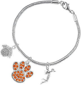 Orange Crystal Paw Volleyball, Adjustable, Safe-Hypoallergenic, Nickel, Lead Free