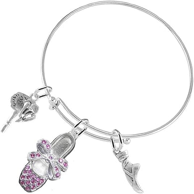 Ballet 3 Charm Adjustable Bracelet Hypoallergenic. Safe-Nickle, Lead and Cadmium Free!