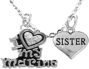 Marine Sister, Adult Adjustable Necklace, Hypoallergenic, Safe-Nickel, Lead, Free