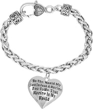 Marine Mom, My Son, is My World Bracelet, Hypoallergenic, Safe- Nickel, Lead and Cadmium Free