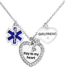 EMT, Girlfriend Adjustable Key to My Heart Necklace, Hypoallergenic, Safe-Nickel, Lead, Cadmium Free