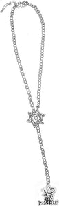 Jewish Army, I Love My Soldier Crystal Heart, Through A Crystal Star Of David, Rolo Chain Necklace Hypoallergenic, Safe-Nickel, Lead, And Cadmium Free