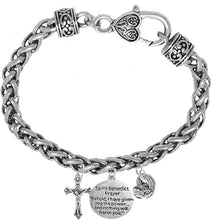 Saint Benedict Charm-Prayer-Crucifix-Mary with Christ, Protect Me from Harm, from Evil, from The Devil. Nickle, Lead Free