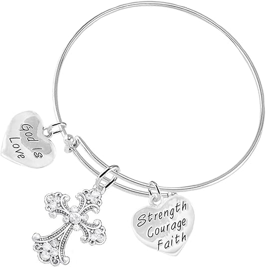 Christian 3 Charm Adjustable Bracelet Hypoallergenic, Safe-Nickel, Lead, Free