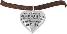 My Firefighter is My World, Wife Adjustable Bracelet, Hypoallergenic, Safe-Nickel, Lead, Cadmium Free